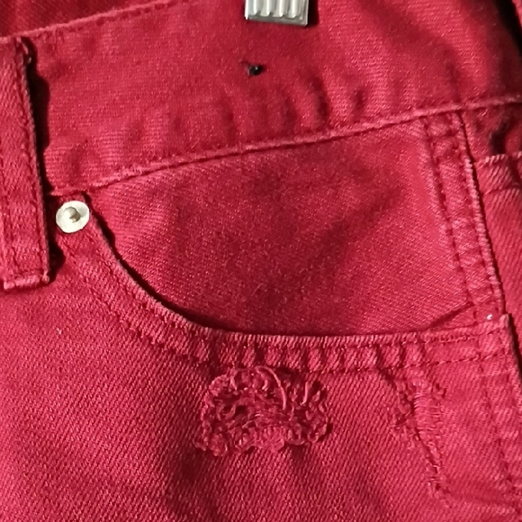 Abercrombie & Fitch Women's Red Jean Shorts - Picture 3 of 6